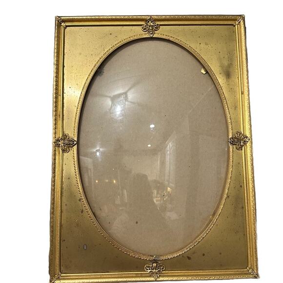 19th Century Empire Ormolu Convex Ornate Gilded Brass Louis XVI Picture Frame